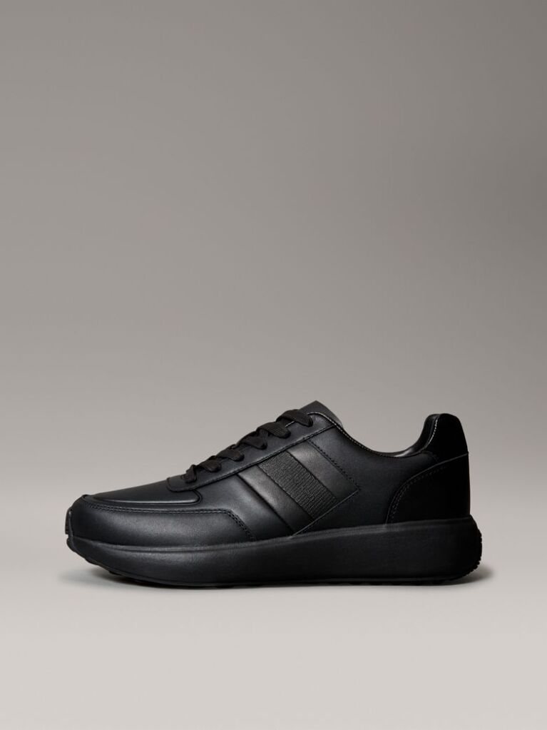 Μαύρο Δερμάτινα Δετά Sneakers  Άνδρας