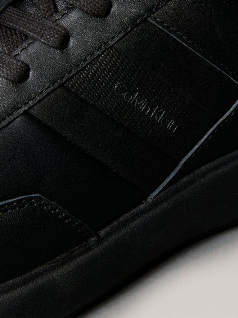 Μαύρο Δερμάτινα Δετά Sneakers  Άνδρας