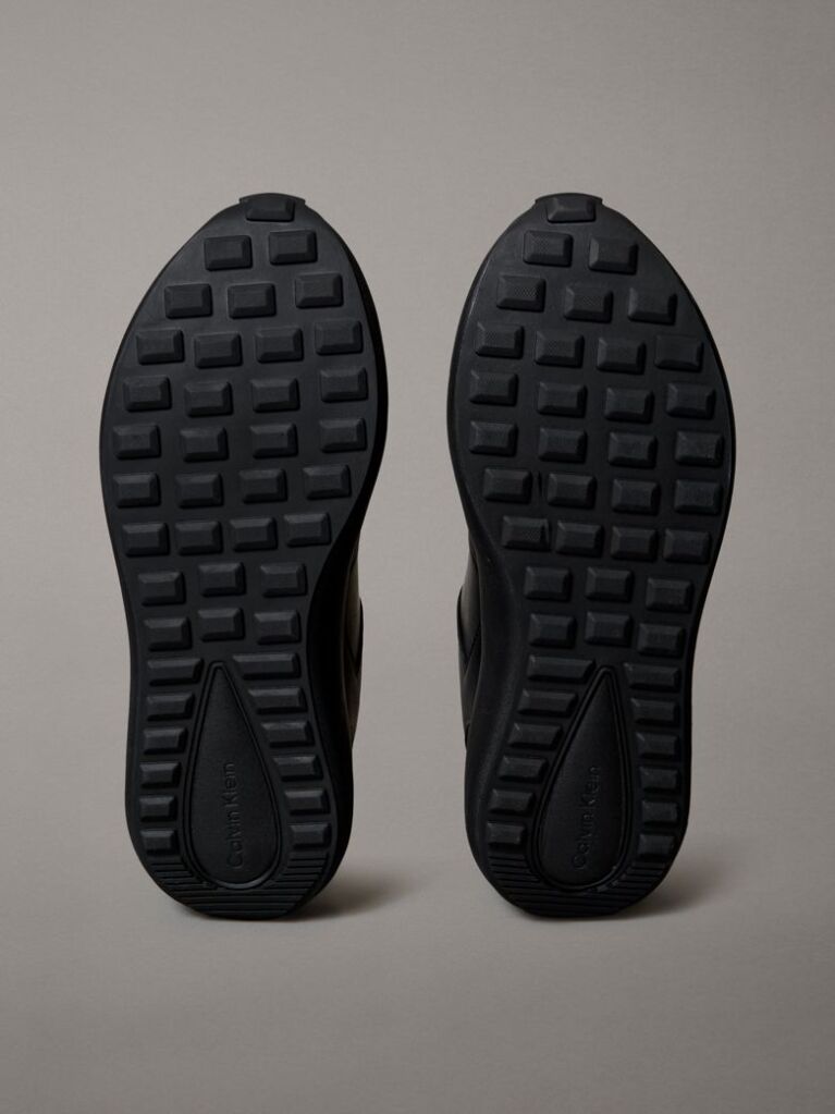 Μαύρο Δερμάτινα Δετά Sneakers  Άνδρας