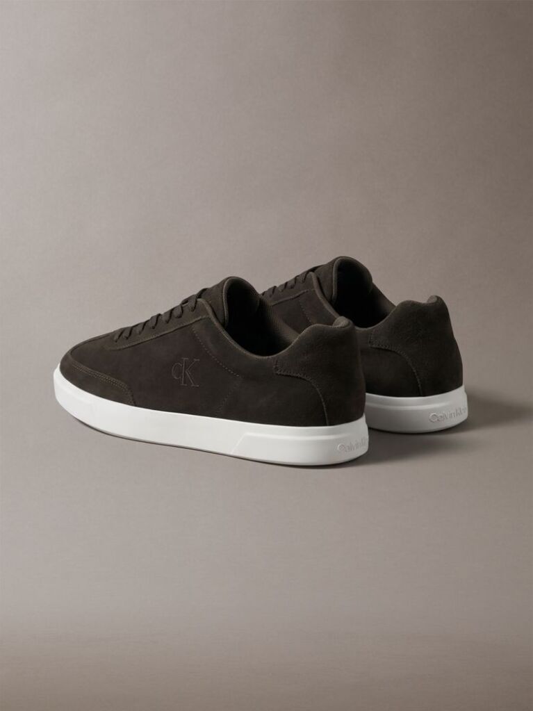 Brown Suede Signature Logo Trainers  Men