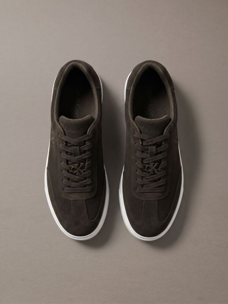 Brown Suede Signature Logo Trainers  Men