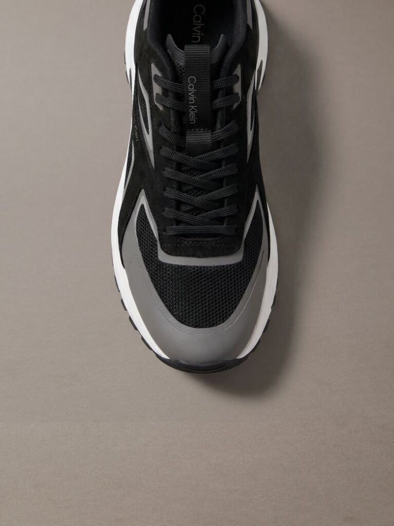 Black Knit Mesh Runner Trainers  Men