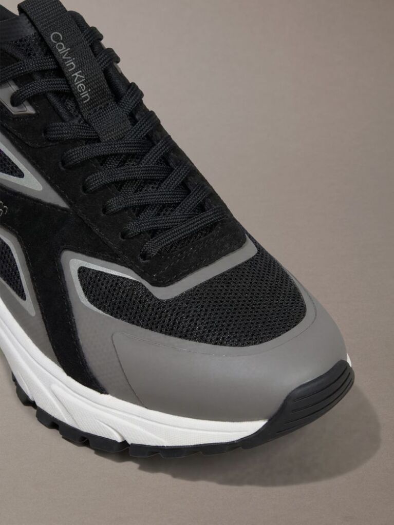 Black Knit Mesh Runner Trainers  Men