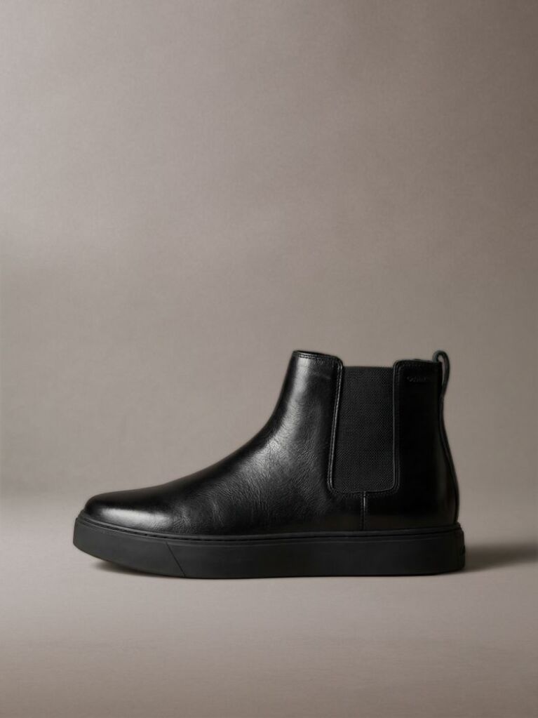Black Leather Hybrid Cupsole Chelsea Boots  Men