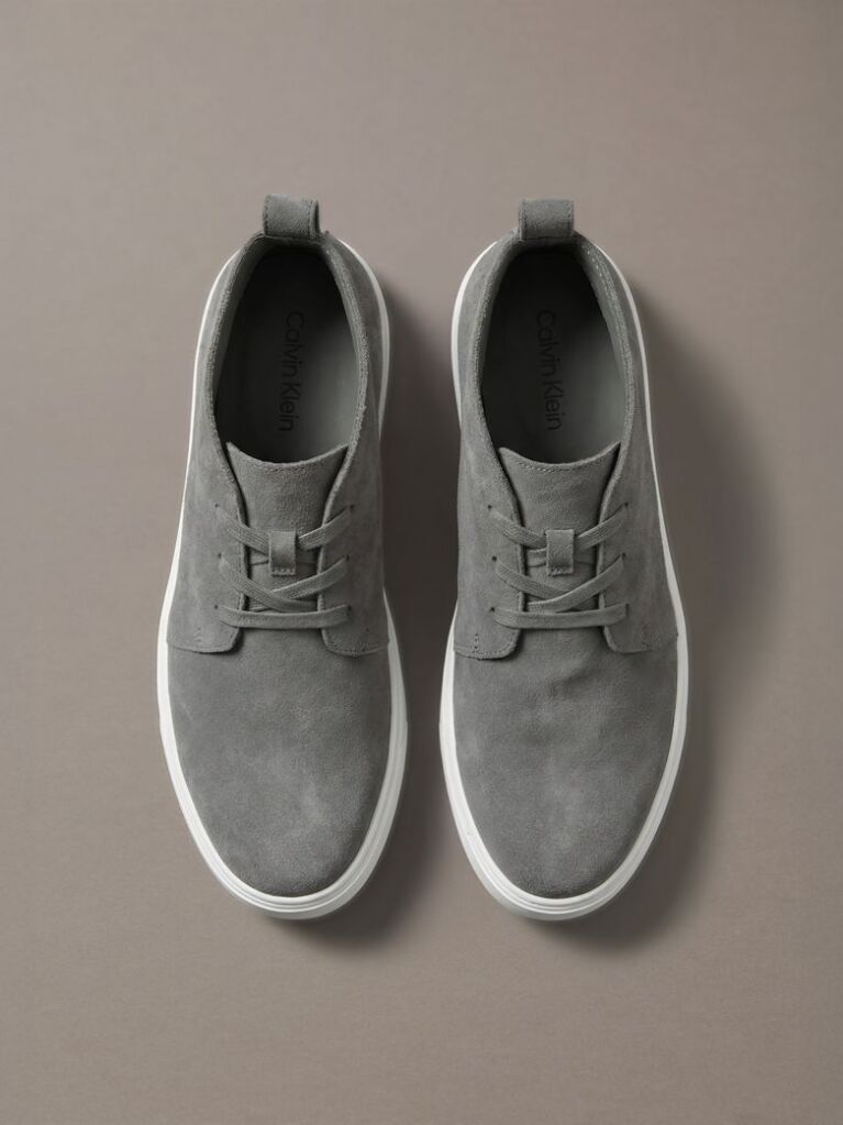 Grey Suede Hybrid Cupsole Lace-Up Shoes  Men