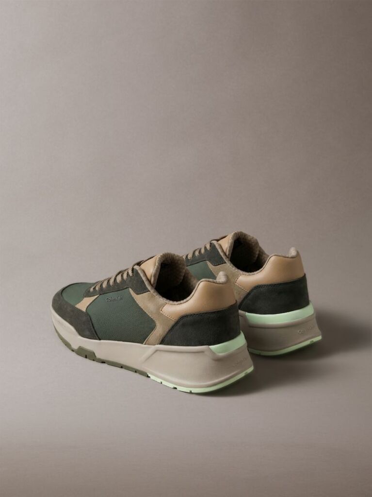 Green Suede Chunky Dad Sneakers  Men