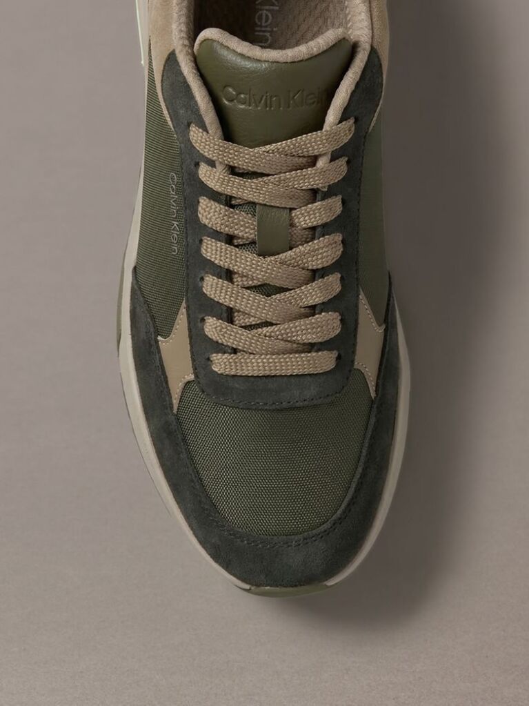 Green Suede Chunky Dad Sneakers  Men