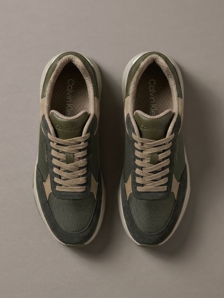 Green Suede Chunky Dad Sneakers  Men