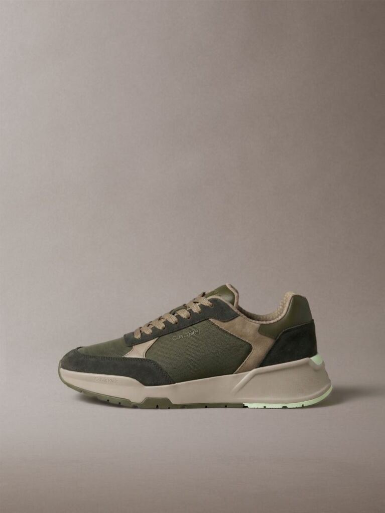 Green Suede Chunky Dad Sneakers  Men
