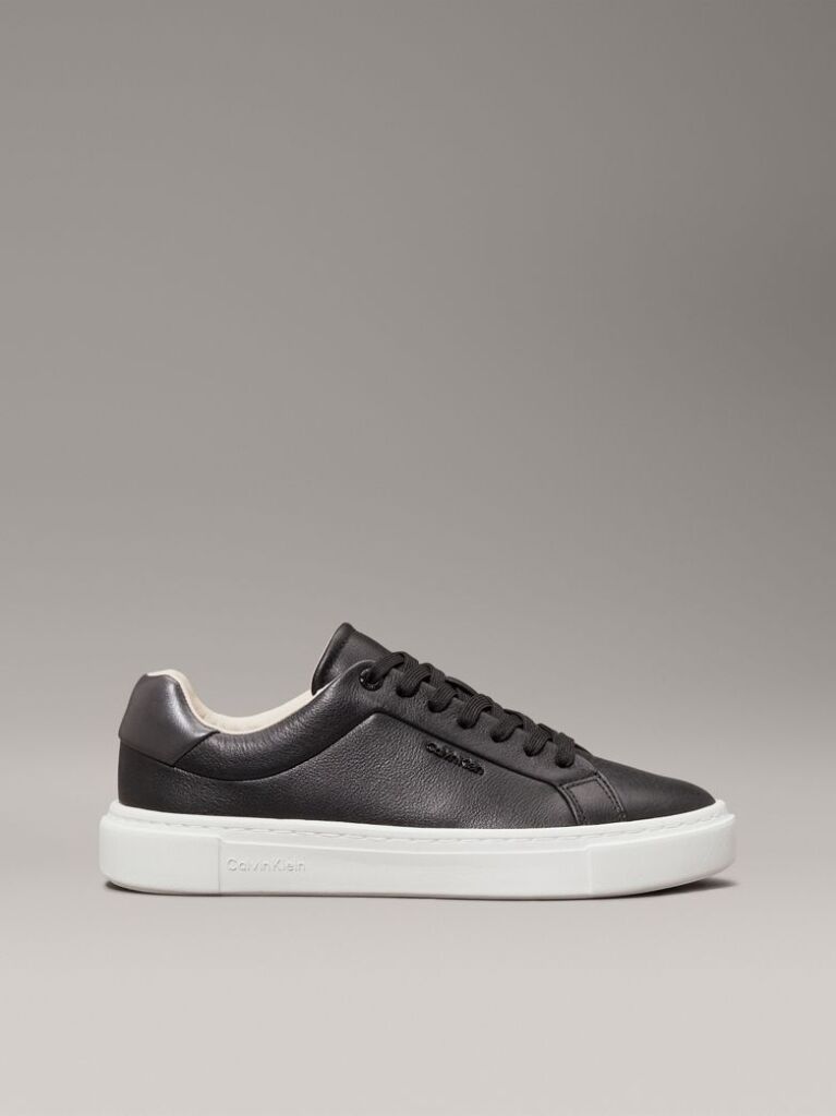 Black Leather Trainers  Women
