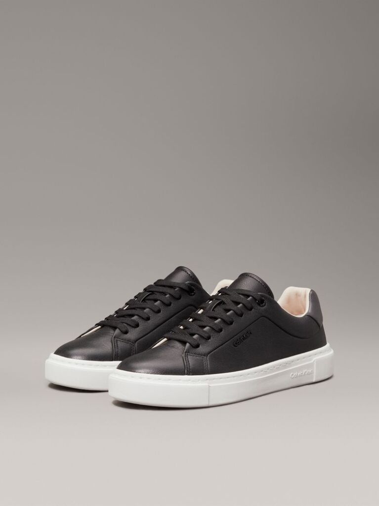 Black Leather Trainers  Women