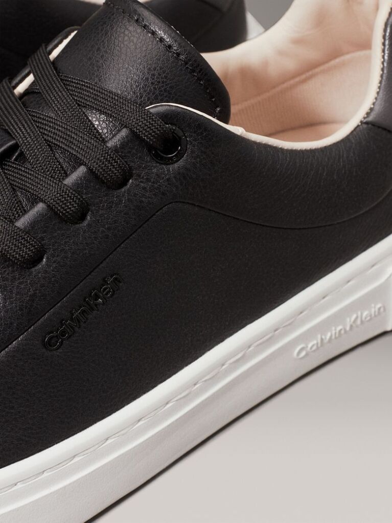 Black Leather Trainers  Women