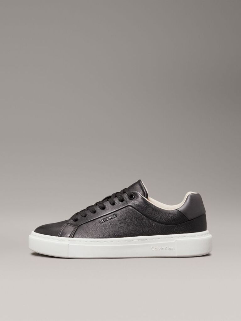 Black Leather Trainers  Women