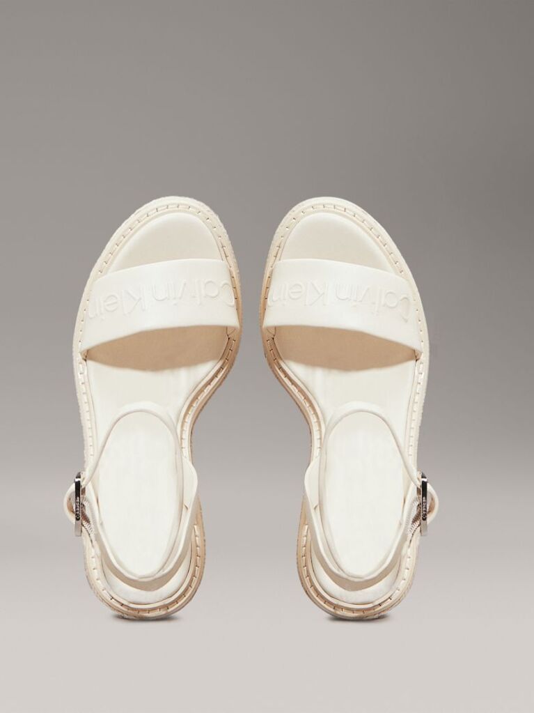 White Leather Espadrille Wedge Sandals  Women