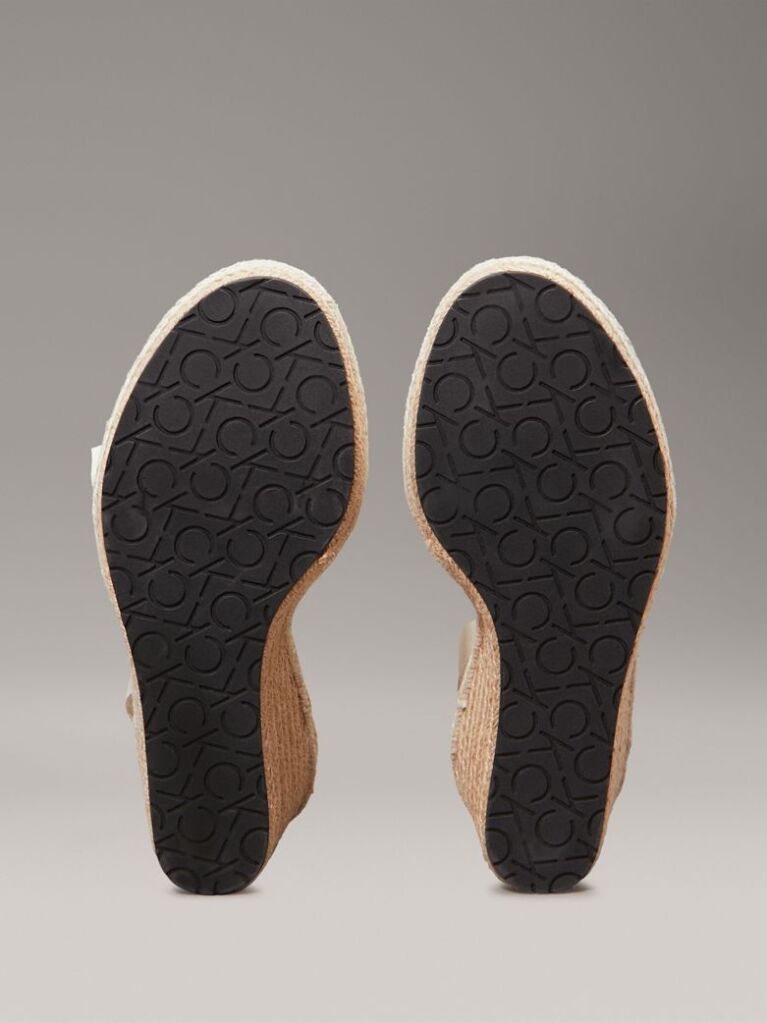 White Leather Espadrille Wedge Sandals  Women