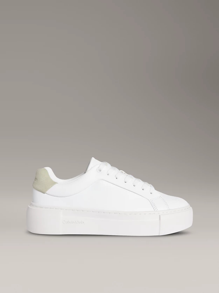 Λευκό Δερμάτινα Sneakers Με Πλατφόρμα  Γυναίκα