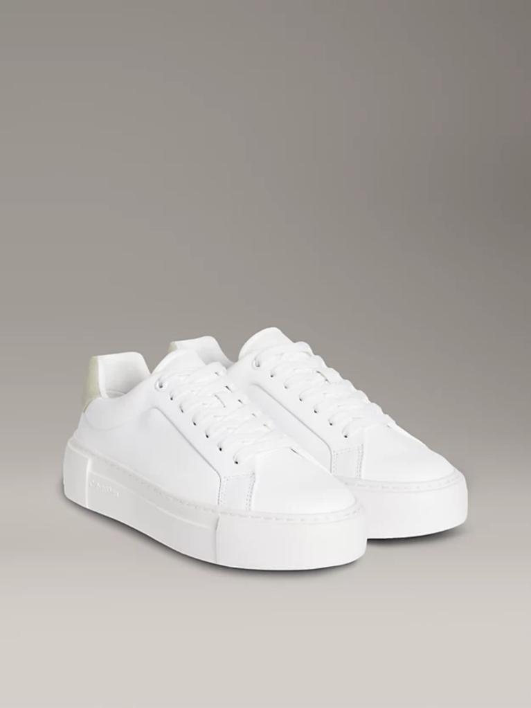 Λευκό Δερμάτινα Sneakers Με Πλατφόρμα  Γυναίκα