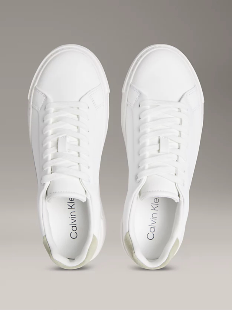 Λευκό Δερμάτινα Sneakers Με Πλατφόρμα  Γυναίκα