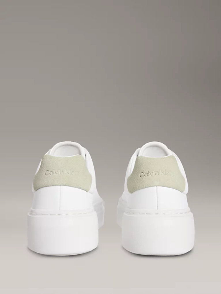 Λευκό Δερμάτινα Sneakers Με Πλατφόρμα  Γυναίκα