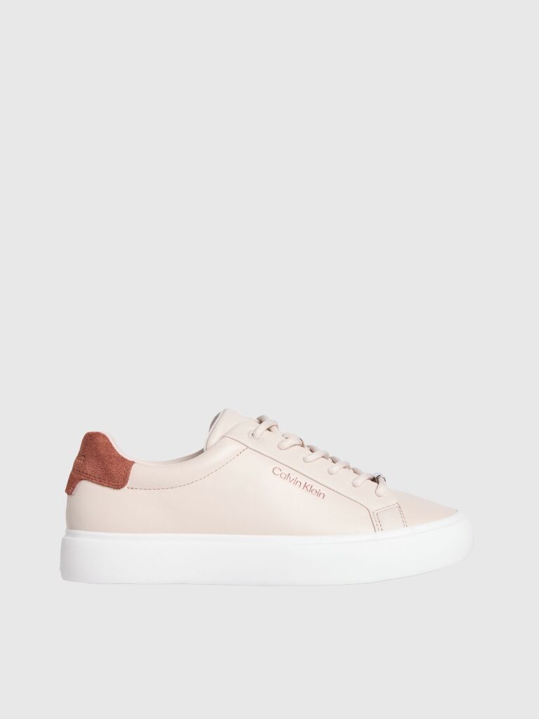 Beige Vulcanised Leather Trainers  Women