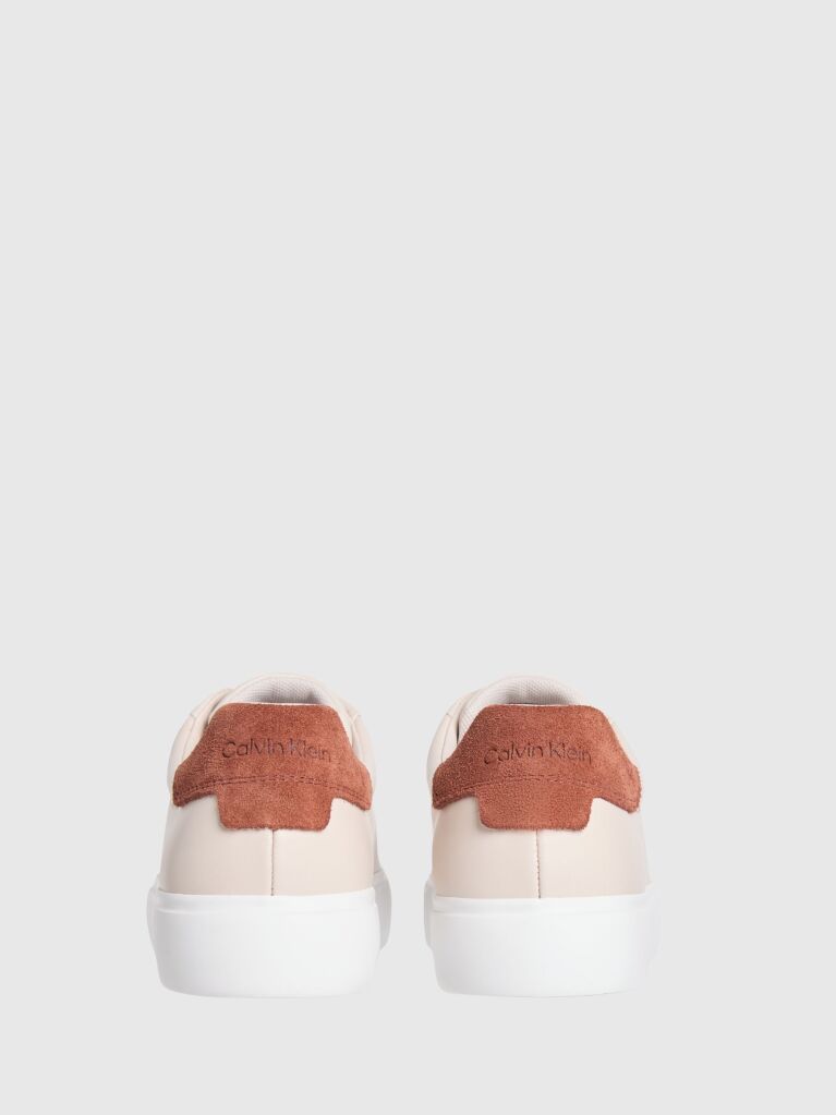 Beige Vulcanised Leather Trainers  Women