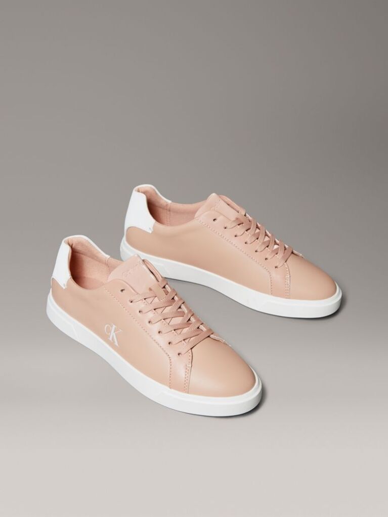 Ροζ Δερμάτινα Sneakers Με Signature Λογότυπο  Γυναίκα