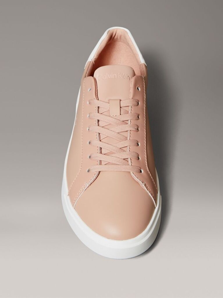 Ροζ Δερμάτινα Sneakers Με Signature Λογότυπο  Γυναίκα