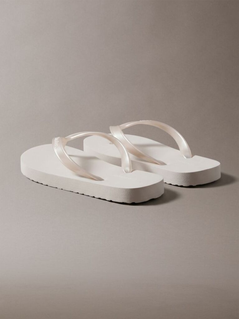 Ασημί Arwa - Μεταλλικά Περλέ Flip Flops  Γυναίκα