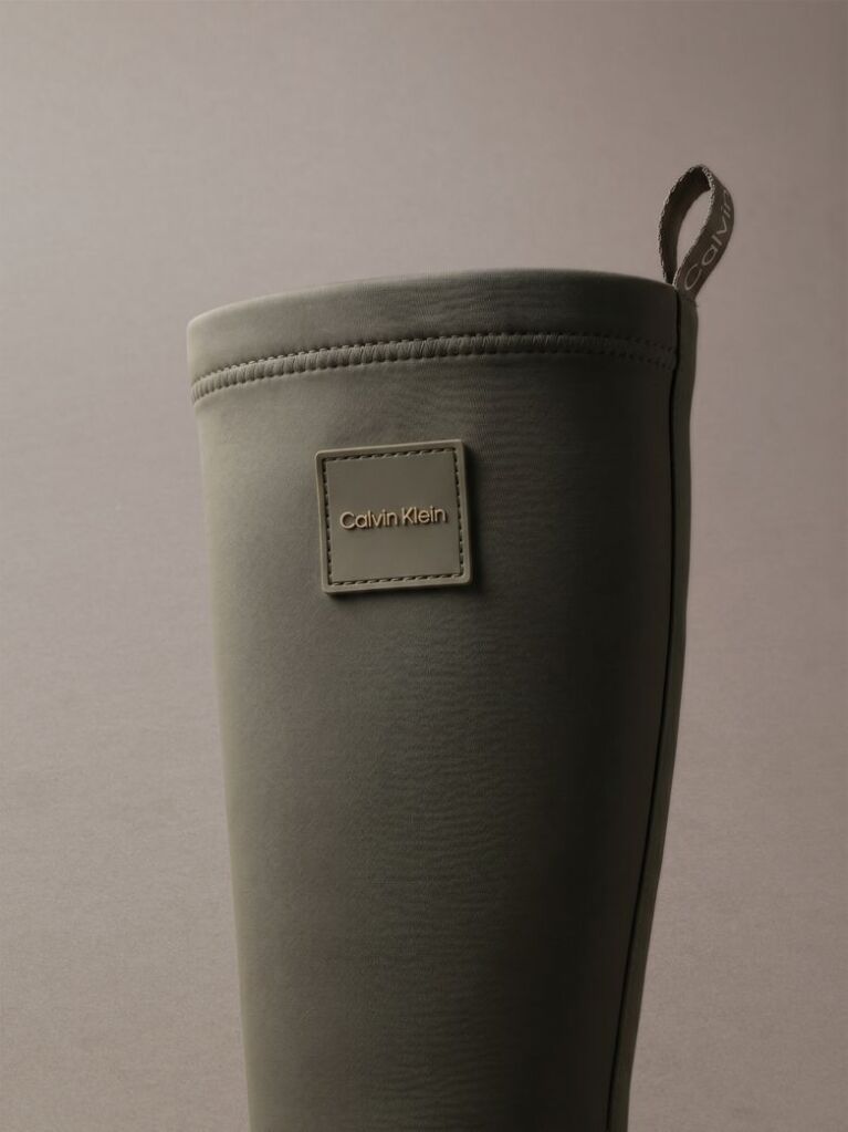Green Knee-High Flexible Lug Sole Rainboots  Women