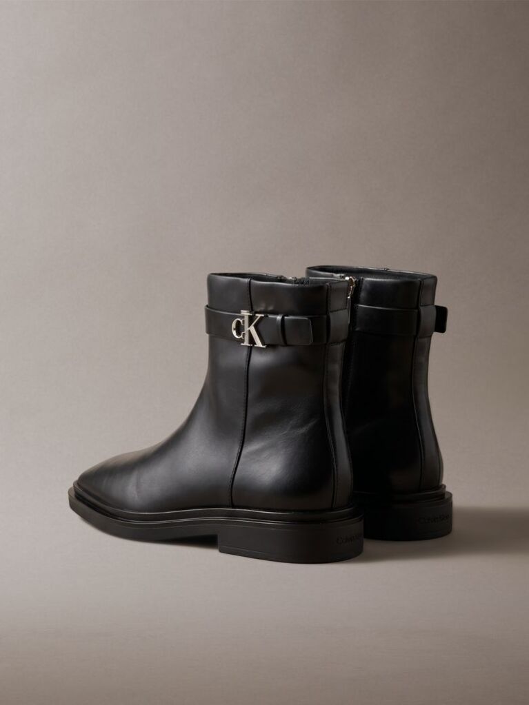 Black Leather Signature Ankle Boots  Women