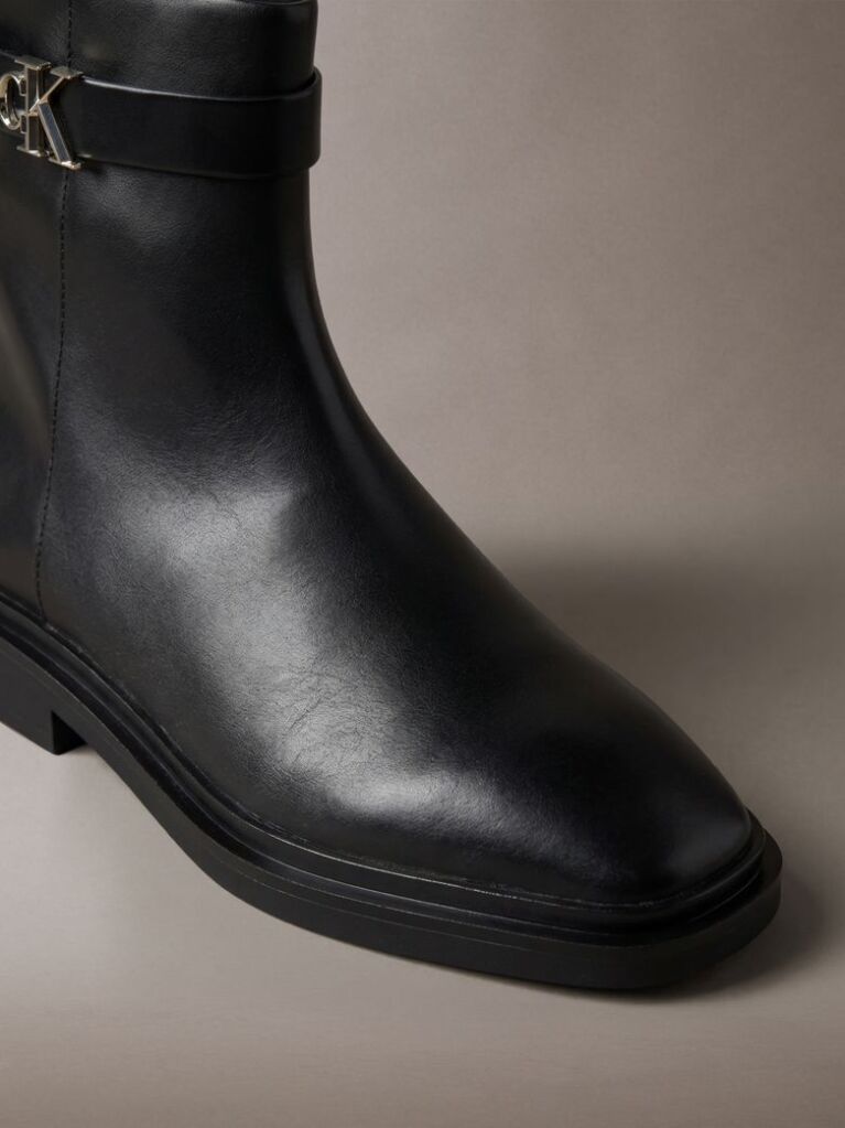 Black Leather Signature Ankle Boots  Women