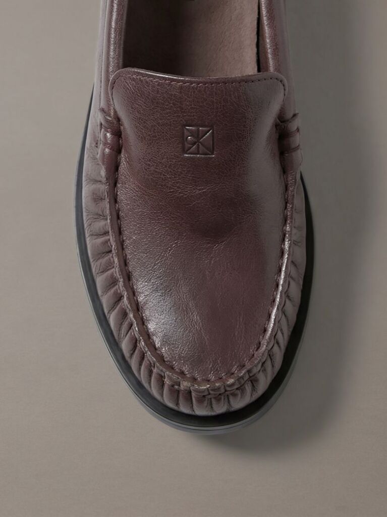 Brown Thea - Leather Pleated Loafers  Women
