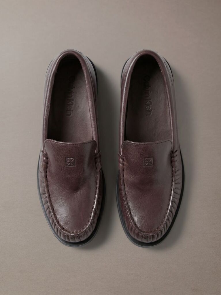 Brown Thea - Leather Pleated Loafers  Women