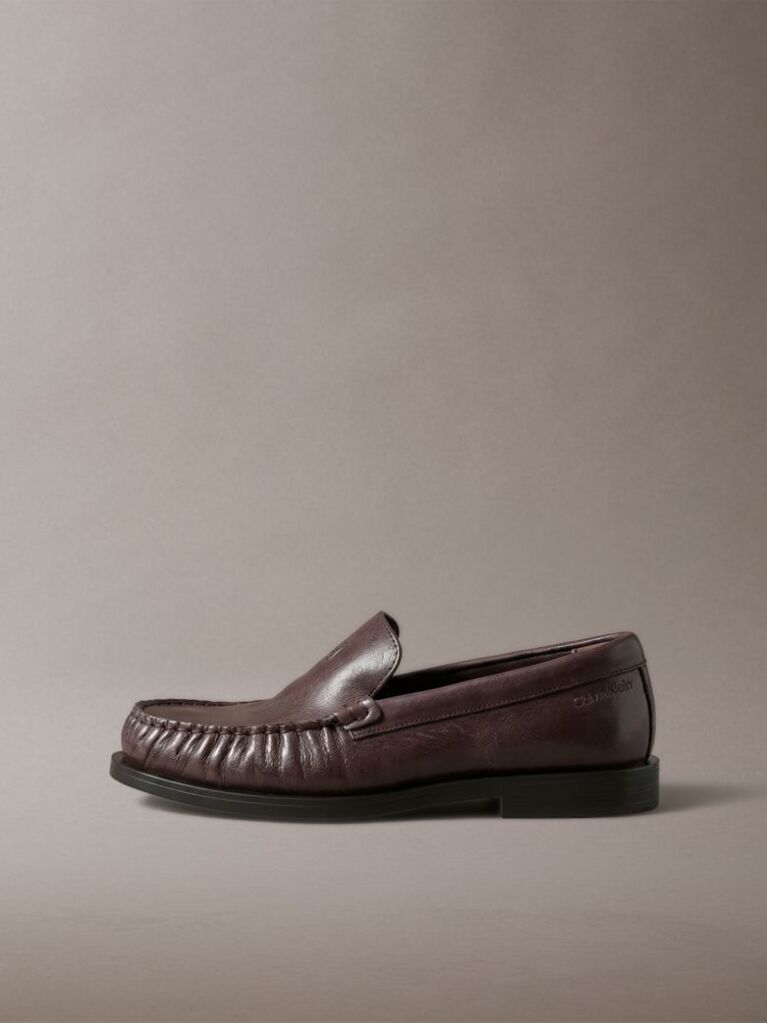 Brown Thea - Leather Pleated Loafers  Women