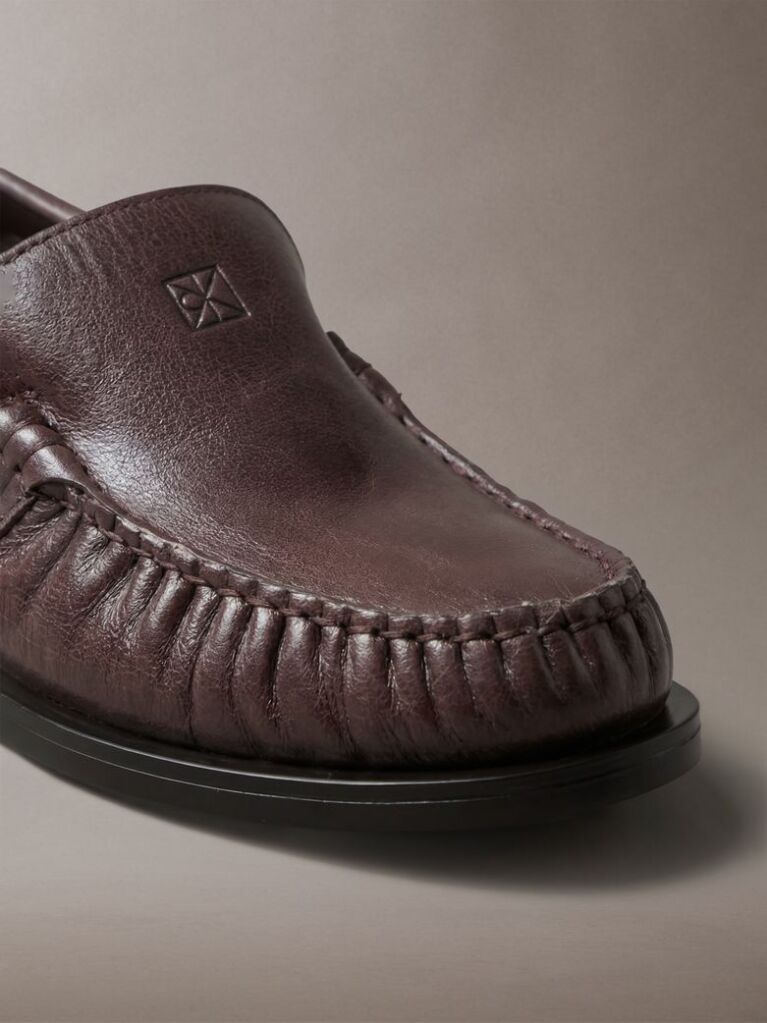 Brown Thea - Leather Pleated Loafers  Women
