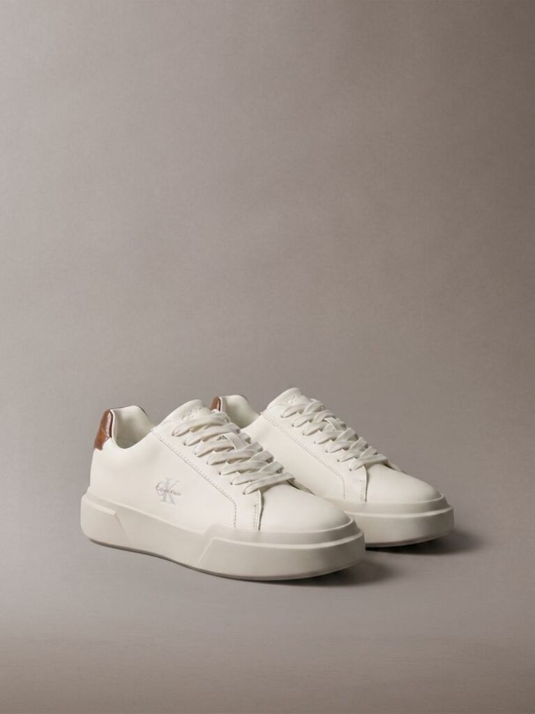 White Leather Durable Traction Chunky Sneakers  Women