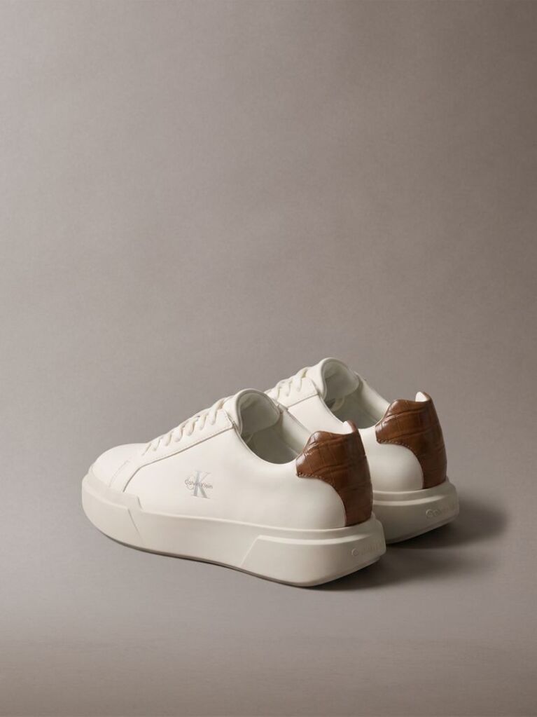White Leather Durable Traction Chunky Sneakers  Women