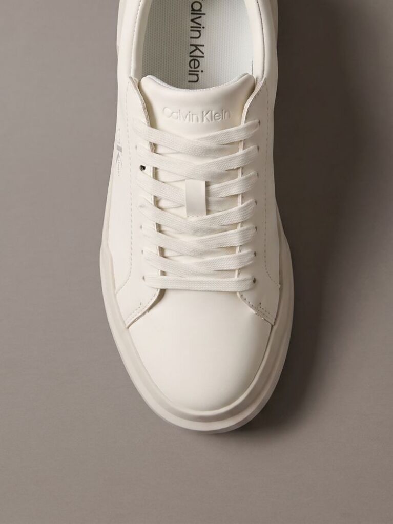 White Leather Durable Traction Chunky Sneakers  Women