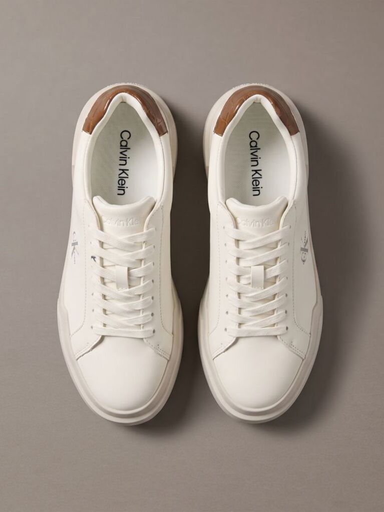 White Leather Durable Traction Chunky Sneakers  Women