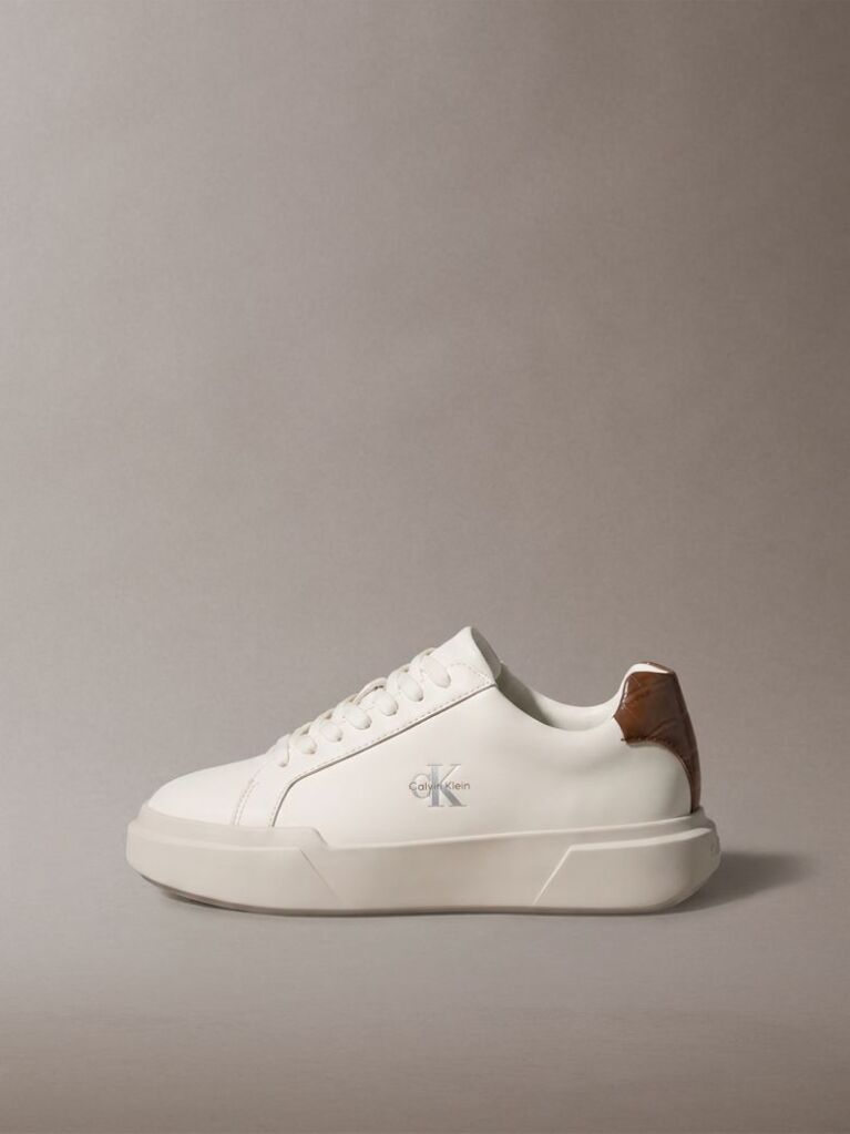 White Leather Durable Traction Chunky Sneakers  Women