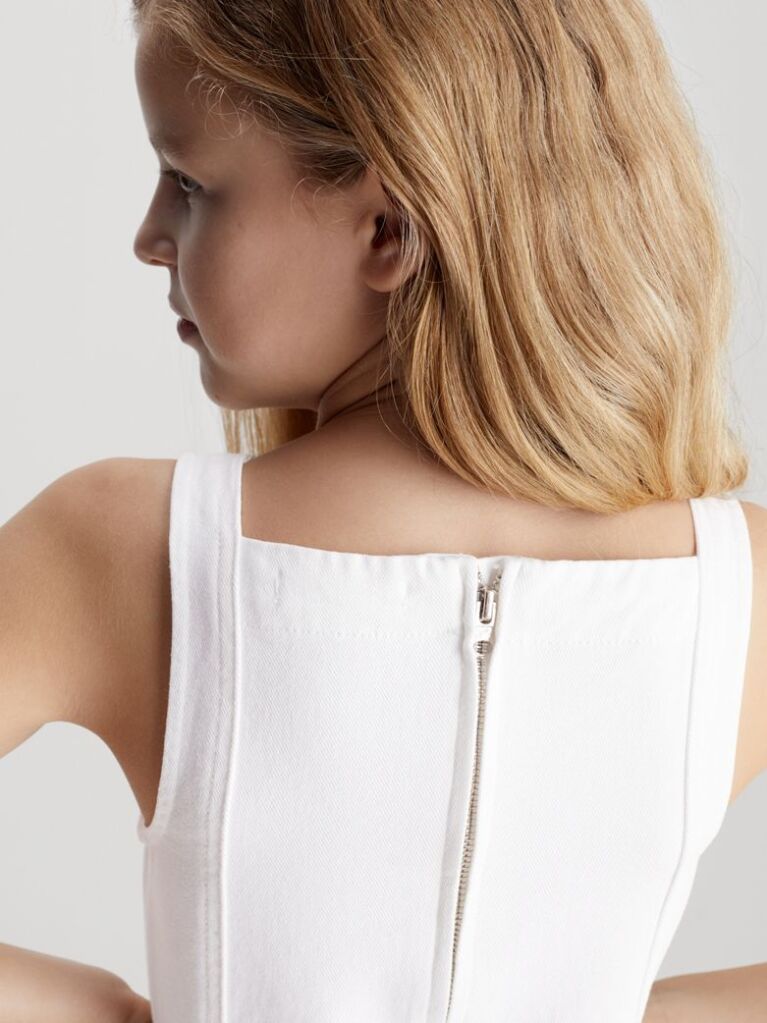 White Denim Pinafore Dress  Girls