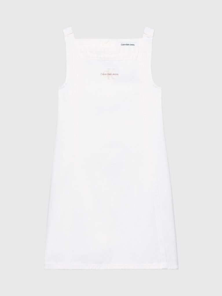 White Denim Pinafore Dress  Girls