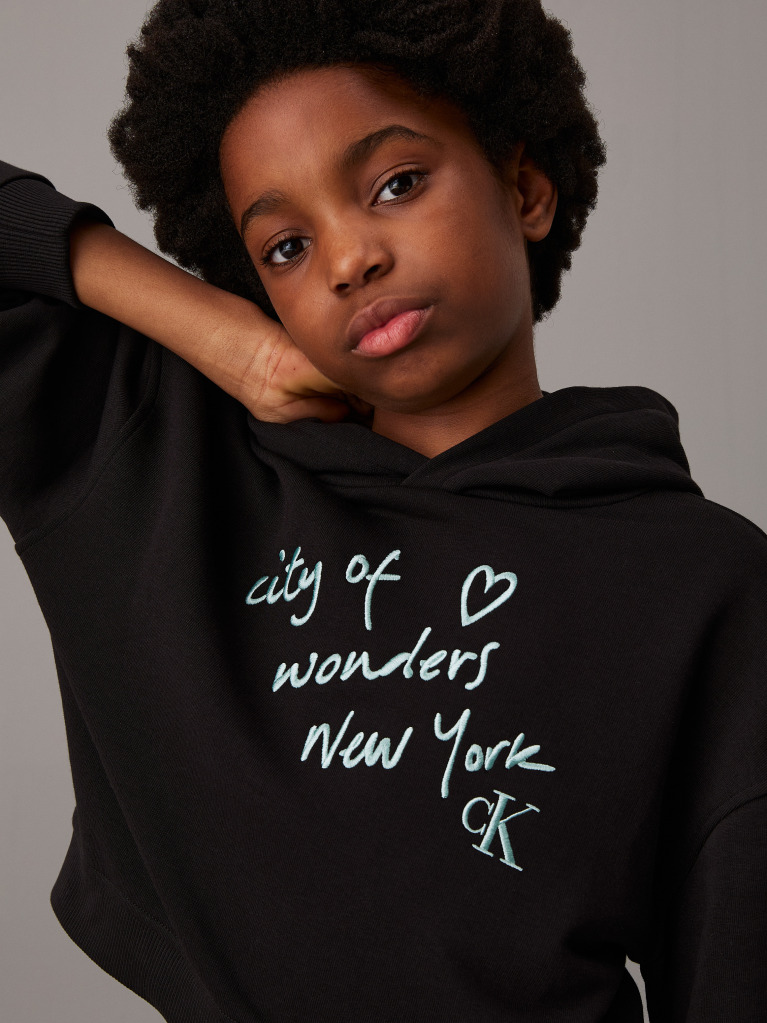 Μαύρο Παιδικό Hoodie Με Λογότυπο Και Boxy Εφαρμογή  Κορίτσι