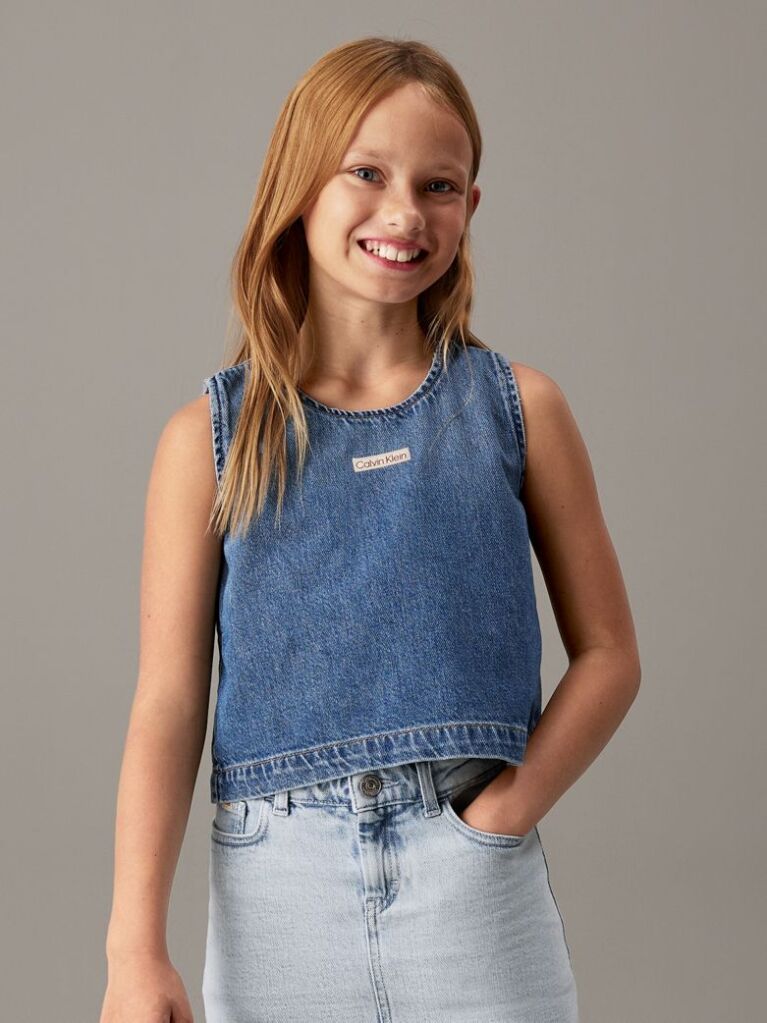 Blue Denim Sleeveless Top  Girls