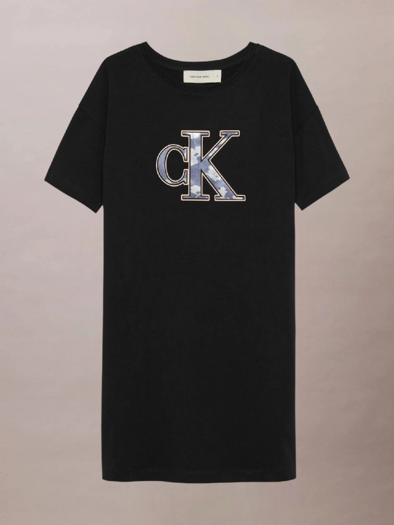 Black Loose Logo T-shirt Dress  Girls