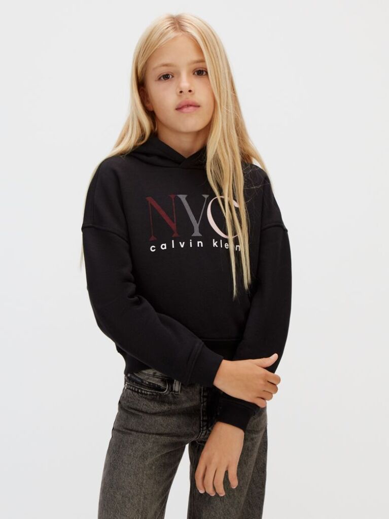 Μαύρο Hoodie Από Fleece Με Λογότυπο  Κορίτσι
