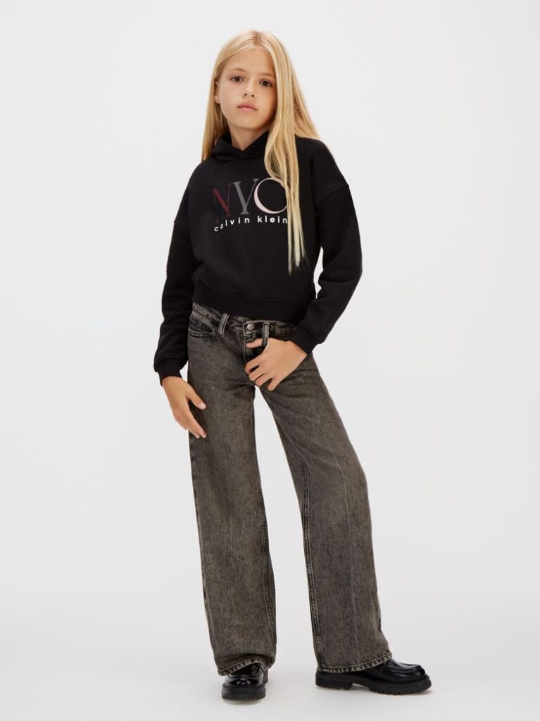 Μαύρο Hoodie Από Fleece Με Λογότυπο  Κορίτσι