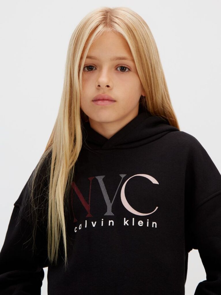 Μαύρο Hoodie Από Fleece Με Λογότυπο  Κορίτσι