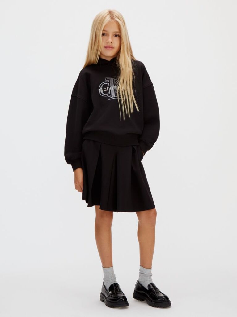 Black Flared Punto Milano Skirt  Girls