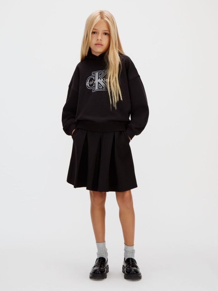 Black Flared Punto Milano Skirt  Girls